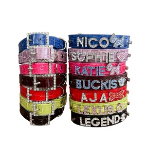Luxury Rhinestone Dog <b>Collars</b> With Crystal Letters And Buckle Closure In Multiple Colors For Pets - Product Image 1