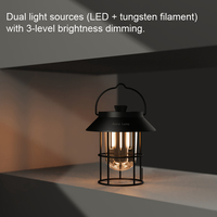 Lanterne de camping LED portable 5000mAh, batterie de secours d'urgence, lumière stroboscopique rouge SOS, double source lumineuse, température de couleur réglable