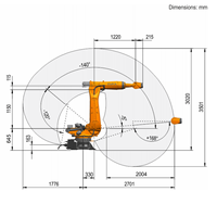 Robot industriel ultra-compact KUKA KR210 R2700-2 à 6 axes, charge utile de 210 kg, portée de 2701 mm, moteur servo-électrique, prototype automobile