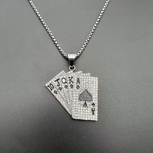 <b>Titanium</b> Steel Playing Card Straight Flush Pendant Necklace With Rhinestones Unisex Party Jewelry - Product Image 4