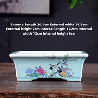 Vente chaude de pots à fleurs en porcelaine émaillée rectangulaires créatifs de style chinois Bonsai avec trou de drainage, résistants aux intempéries pour une utilisation au sol dans le jardin