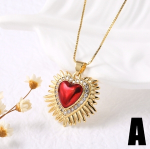 Collana con Sacro Cuore <span class=keywords><strong>di</strong></span> Gesù Placcata in Oro 18k, Pendente Cattolico con Zircone Rosso, Gioielli in Rame per Donne e Ragazze, Accessorio Regalo - Product Image 3