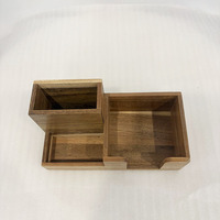 Ensemble de papeterie multi-usages en bois, organiseur de bureau en bois d'acacia naturel, boîte à stylos, style personnalisé pour le bureau et la maison