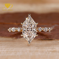 Niederländischer Marquise-Schliff Labor-Gezüchteter Diamant-Verlobungsring 14K Gold Bubble-Band-Design Hochzeits-Brautring Breiter Marquise IGI-Zertifiziert