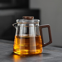 Bouilloire électrique en céramique, théière en verre résistant aux hautes températures, pot unique avec poignée en bois, filtre, ensemble de thé Gongfu