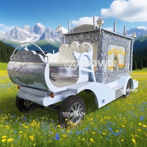 Voiture funéraire électrique de style royal, ornement floral argenté en relief, calèche vintage pour cortège funéraire - Product Image 5