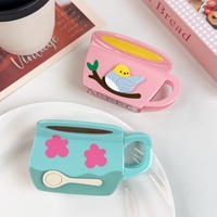 Pince à cheveux en forme de tasse de thé rose en acétate, motif requin, mignonne et féminine, pour chignon, accessoires de mode pour femmes