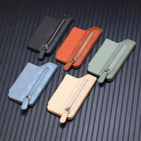 Tempat kartu pria sederhana dompet kulit pu harga rendah tempat kartu tunggal kustom logo grosir tempat kartu
