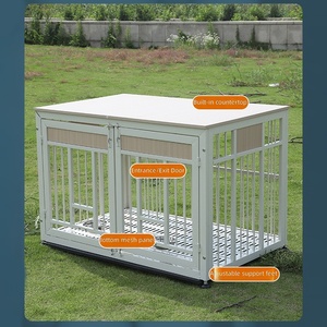 Jaula de Lujo Plegable de Madera y Metal Resistente para Perros, Mueble de Interior Anti-Mordeduras, Villa Desmontable para Perros Pequeños, Sólida - Product Image 4