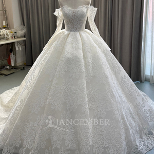 Lsoy028 Beautiful Party Wear <b>Wedding</b> Dress Sweetheart Ball Gown Puffy Lace Crystal Appliques Long Bridal for - Product Image 1