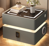 Mobilier de Chambre : Table de Chevet Moderne avec Serrure, Chargeur, et Verre Intelligent, Table d'Appoint avec Recharge Sans Fil