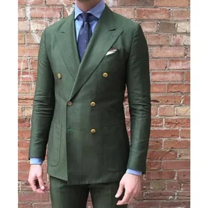 Traje verde militar para hombre, trajes para novio de boda, conjunto de 2 piezas verde, traje de esmoquin Formal para fiesta de graduación, traje para hombre