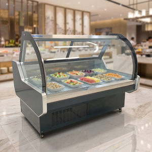 Exhibidor Industrial Premium de Metal Resistente en Blanco y Negro para Almacenamiento en Frío, Ideal para Negocios de Embutidos, Aves, Lácteos y Catering - Product Image 1