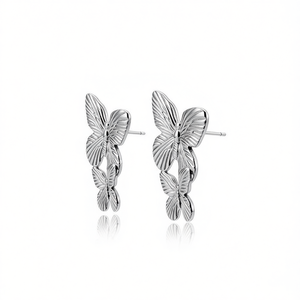 Amy Amy Butterfly <b>Stud</b> Earrings <b>Silver</b> Plated For Women Party Fashion Jewelry PE2018 - Product Image 3