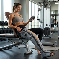 Bottes de compression sans fil à 6 chambres pour athlètes, système de récupération des jambes par compression d'air rechargeable par USB avec contrôle de la minuterie