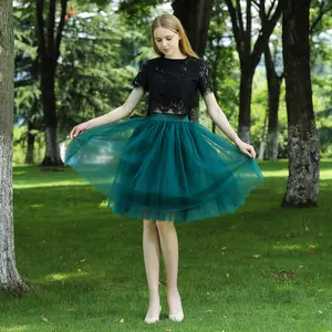 Fashion Prom Party Lady High Waist A-Line Knee Length Tulle Tutu Skirt