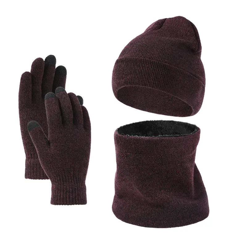 Conjunto de guantes unisex para invierno, bufanda de punto cálido, con pantalla táctil, novedad