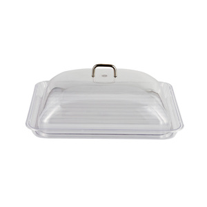 Bandeja de servicio de exhibición Bandeja de comida de policarbonato Bandeja de servicio de comida de plástico duro transparente de 14x18 pulgadas - Product Image 5
