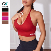 Gilet d'entraînement de gymnastique pour femmes soutien-gorge de sport V profond Yoga et Pilates avec bretelles réglables dos nu soutien bas conception sans couture Logo dos