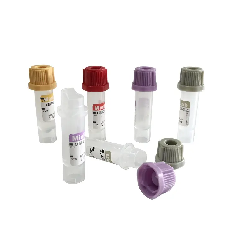 Tubo de recolección de sangre al vacío de muestra de vidrio Edta estéril desechable médico de alta calidad 5ML