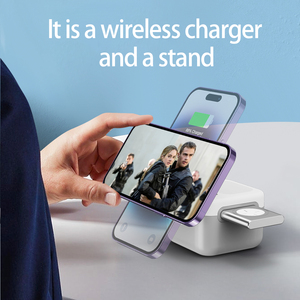 Caricabatterie Wireless magnetico pieghevole QC3.0 caricabatterie Wireless cubo da 15W auricolari Smart Watch 3 in 1 per telefono cellulare Iphone - Product Image 5
