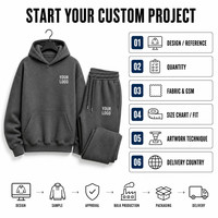 Ensemble de survêtement unisexe en molleton épais, comprenant un sweat à capuche oversize et un pantalon de jogging, vierge, en tissu respirant, pour personnalisation