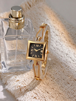 Montre-bracelet minimaliste à cadran carré avec chaîne en or/argent pour femmes PRO26