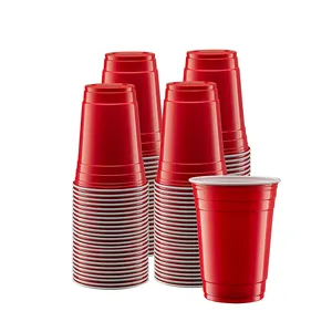 2024 Red Plastic Cups 16 Oz Party Einweg becher Big Birthday Party Cups Opp Bag OEM