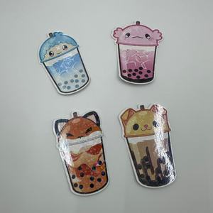 สติกเกอร์กันน้ำลายการ์ตูนน่ารัก ขนาด 65x65 มม. แห้งเร็ว ทนทานต่อการติด  ลายแก้วน้ำ แฮมเบอร์เกอร์ พายแอปเปิ้ล มะเขือเทศ ส้ม ผัก  สั่งซื้อขั้นต่ำน้อย - Product Image 1