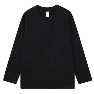 Wholesale High Quality Long Sleeve Pure Cotton Custom Print Logo T Shirt Blank Oversized Drop Shoulder Tshirt for Men - Product Image 5