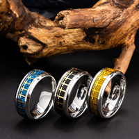 Bague en tungstène Ouyuan 8 mm pour homme et femme, alliance de fiançailles et de mariage, incrustation en fibre de carbone argentée, bords biseautés, ajustement confortable
