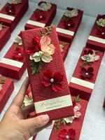 Boîte cadeau rigide de luxe avec décorations florales séchées, style Old Money, boîte à dragées de mariage avec couvercle et base