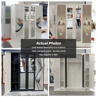 Diseño moderno Blanco 4 Puertas Dormitorio Armario Ropa Armario Acero Almirah Diseños con espejo