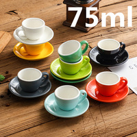 Ensemble de tasses à expresso en céramique colorées, modèle minimaliste standard américain, italien, européen, épaissi, T70 75ml