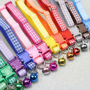 ปลอกคอสัตว์เลี้ยงลายตารางสีสันสดใสพร้อมกระดิ่งสำหรับแมวและสุนัขขนาดเล็กขนาดกลางขนาดใหญ่ - Product Image 2