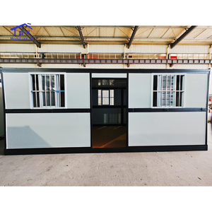 Conteneur utilitaire modulaire en acier pliable à bordure noire personnalisé pour maison panneau sandwich flexible une porte trois fenêtres pour hôtels - Product Image 1