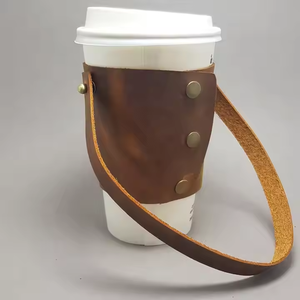 Portabicchieri in Vera Pelle Personalizzabile con Logo, Riutilizzabile e Portatile, <span class=keywords><strong>per</strong></span> Tazze da Caffè - Product Image 1