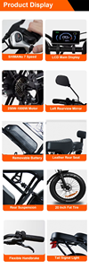 Vélo électrique VOMO x80pro, pneus larges de 20 pouces, moteur, batterie au lithium, frein à disque hydraulique, 7 vitesses A - Product Image 2