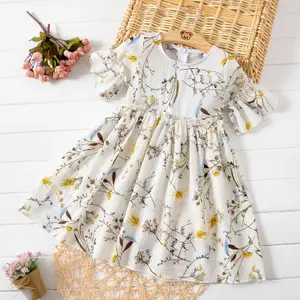 Шифоновая юбка для девочек, летнее платье маленькой принцессы с цветочным принтом, корейская детская одежда, платья для сказочных девочек, детская летняя одежда, 2020