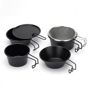 Juego de Tazones Sila Negros Antiadherentes, Portátiles, para Camping, Senderismo, Utensilios de Cocina, Vajilla para Exteriores, Juego de Tazas de Acero Inoxidable 304 - Product Image 4