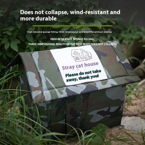사계절용 단색 패턴 친환경 고양이 집 방수 방한 겨울 야외 보금자리 버튼형 안락한 폐쇄형 반려동물 쉼터 - Product Image 2