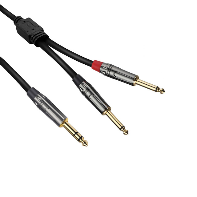Doonjiey 1/4 TRS Gold Plated Copper Shell PVC Stereo Dual 6.35mm TS Mono Y Splitter Audio Cable for Telephone Speakers