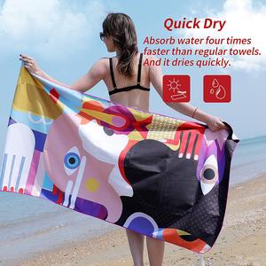 Bán Buôn Tùy Chỉnh Chất Lượng Tốt Nhanh Chóng Khô Kỹ Thuật Số In Logo Da Lộn Sợi Nhỏ Thiết Kế Trang Phục Bơi Bãi Biển Khăn - Product Image 2