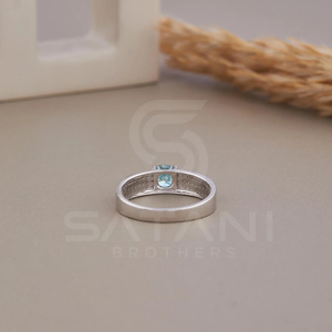 Bague élégante en moissanite bleu-vert, coupe coussin, pavé, argent sterling, pour femmes, bijoux de fiançailles, mode - Product Image 4