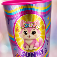 Vente en gros de gobelets en plastique écologiques, design 3D laser, style dessin animé, pour enfants, capacité 700 ml, logo personnalisable, sans BPA, réutilisables