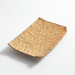 Plats de service à bords incurvés à texture rugueuse pour salle de banquet restauration dîner fin céramique Rectangle assiette à dessert porcelaines - Product Image 4