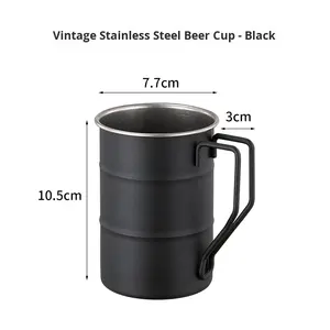 RVS drinkgerei retro oude koffie waterbeker industriële stijl olievat mok outdoor camping picknick biermok - Product Image 6