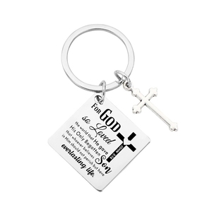 Porte-clés carré en acier inoxydable, best-seller, comme cadeau de fête - Product Image 4