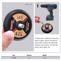 Support de ponçage VIBRATITE 2 pouces à filetage M6, type fin, avec boucle auto-agrippante, pour le polissage du métal et du bois