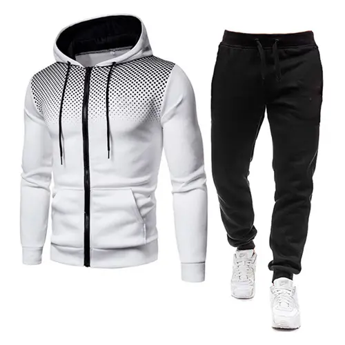 Casual sportswear men's hoodie and pants two-piece zip-up hooded sweatshirt outfit men's regular hoodie suit